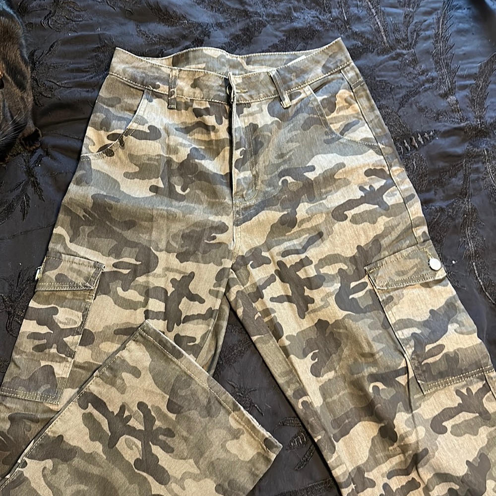 High waisted flare army pants